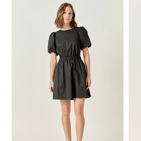 Brand New English Factory Women's Size XS Cut Out Poplin Mini Dress in Black - Picture 1 of 16